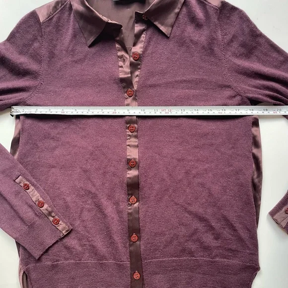 twin set simona barbieri Purple Button-Up Top sweater wool silk - Picture 5 of 10